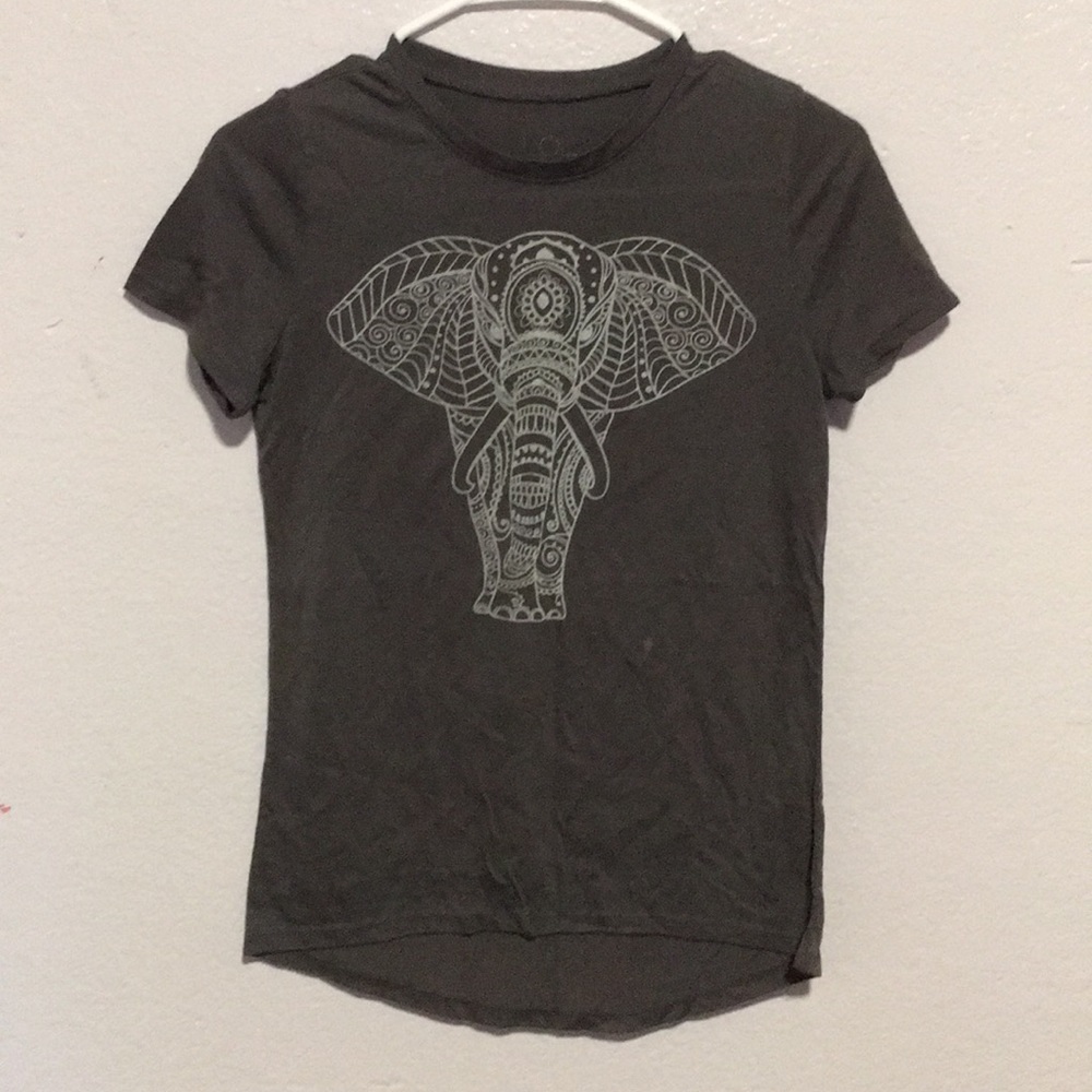 Gray shirt with white elephant